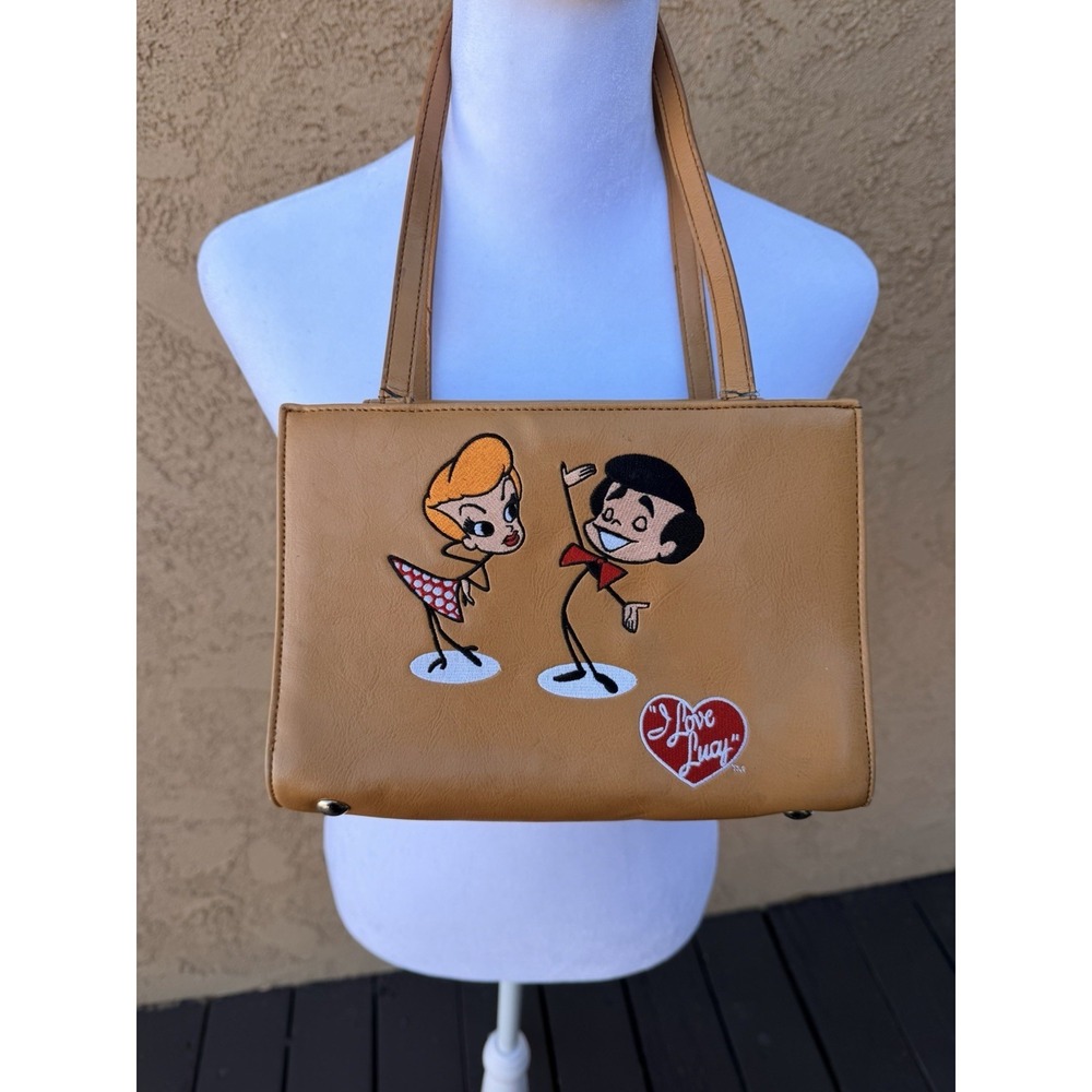 Embroidered Vintage I Love Lucy Shoulder Bag Brown, Cartoon Style